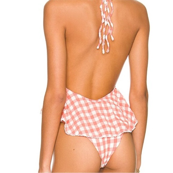 Montce Pampas one piece deep v gingham ruffle swimsuit NWT - Picture 4 of 5